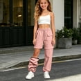 thumbnail image 2 of NOEGOEU Girls Cargo Pants Kids Convertible Waterproof Zip-Off Hiking Pants with Drawstring & Pockets (Pink,7-8 Years), 2 of 5