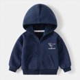 thumbnail image 2 of TOWED22 Kids Zip Up Hoodie School Uniform Boys Girls Zipper Sweatshirt Oversized Y2K Fall Hooded Jackets With Pockets Preppy Clothes,Navy,4-5 Y, 2 of 4