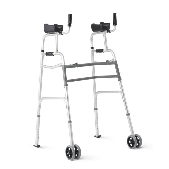 Andador vertical Medline con ruedas dobles de 5", andador de antebrazo con apoyabrazos, altura ajustable, capacidad de peso de 300 lb