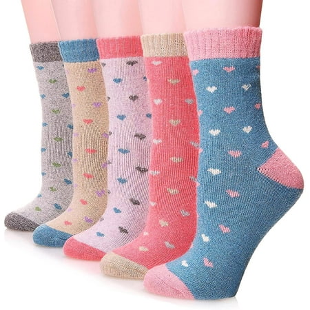 

Womens Wool Socks Thick Heavy Thermal Winter Warm Fuzzy Cute Crew Socks For Cold Weather 5 Pack