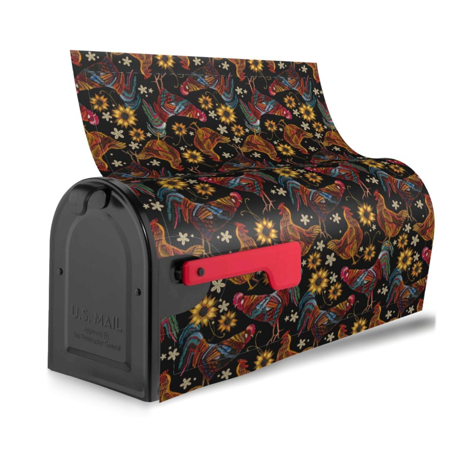Xecao Sunflower Rooster for Mailbox Cover with Magnetic Strips, Waterproof and Sunscreen, Adds a Decorative Touch to Your Garden Yard.
