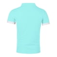 thumbnail image 5 of Qwertyu Men's Casual Polo Shirts Short Sleeve Button Classic T-Shirts Cotton Slim Fit Tees Lightweight Golf Tops Cyan M, 5 of 5