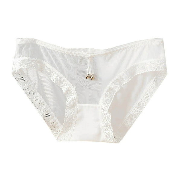 Panties for Women,High Waisted Lace Panties for Women Comfortable Ladies Underwear Plus Size Briefs,Womens Underwear,White,2XL