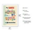 thumbnail image 2 of Fly Qantas to 26 Countries - Postal Stamps of the World - Vintage Airline Travel Poster by Frank Nanninga c.1950s - Fine Art Rolled Canvas Print 27in x 40in, 2 of 4