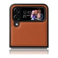 thumbnail image 6 of Elehold PU Leather Case for Samsung Galaxy Z Flip 4 6.7 inch Ultra Slim Luxury Leather and Soft TPU with Shockproof Lens Screen Protection Support Wireless Charging Phone Cover Folding Case,Brown, 6 of 7