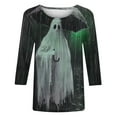 thumbnail image 5 of WXLWZYWL Fall Savings Halloween Shirts for Women Funny 3/4 Sleeve Round Neck Tops Casual Blood Ghost Graphic Tees Trendy Workout Fall Tunic Blouse, 5 of 5