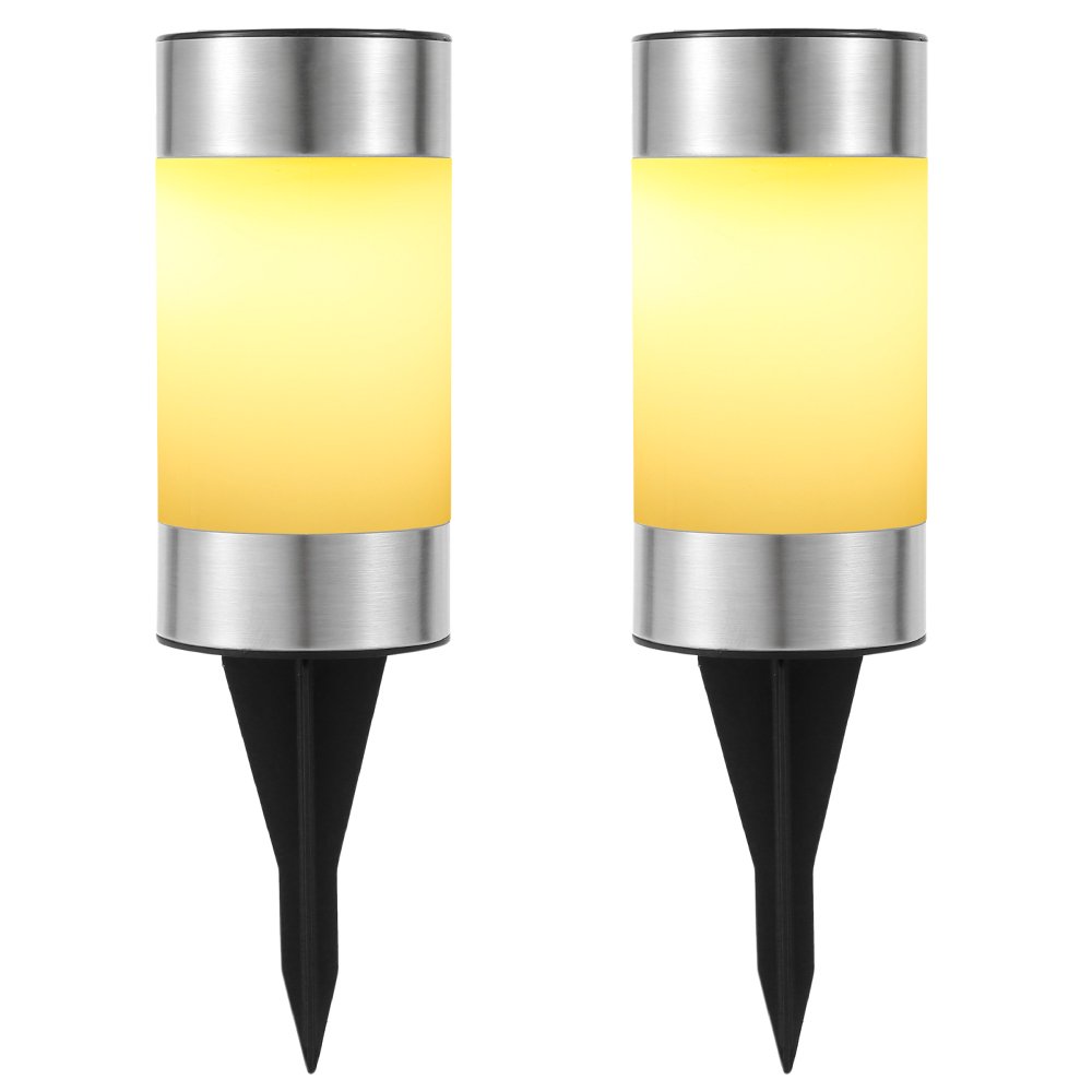 ODOMY Exquisite Solar Powered Cylinder Lights LED Outdoor Path Driveway Garden Lighting