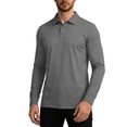 thumbnail image 4 of Jinhomg Men's Golf Polo Shirts Long Sleeve UPF 50+ Sun Protection Collar Shirts Lightweight Summer Casual Quick Dry Tee Shirts Gray,S, 4 of 6