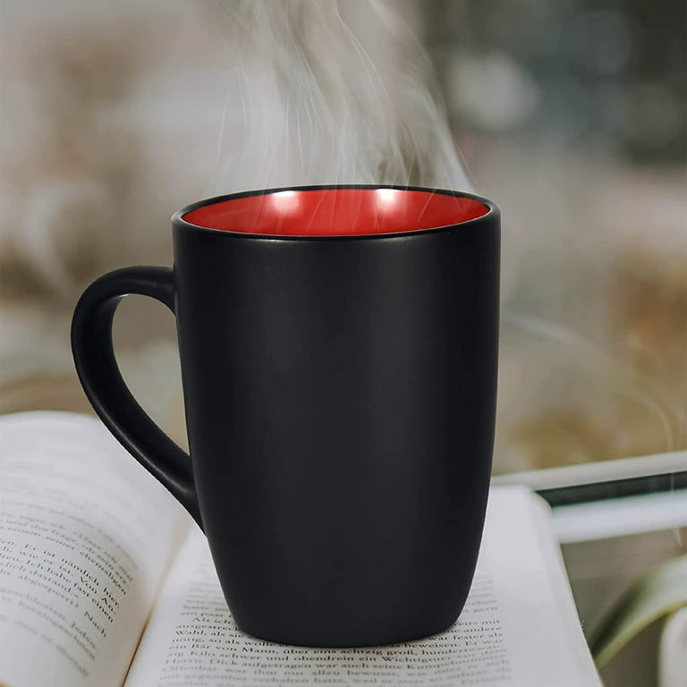 Modwnfy 16 fl oz Red Coffee Mugs Ceramic Coffee Mug Tea Cups, Black  Exterior Red Color Interior Ceramic Coffee Mugs, Large Ceramic Coffee Cup  for Coffee, Tea, Cocoa, Cereal, Office and Home 