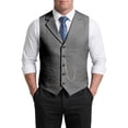 thumbnail image 5 of Vintage Tweed Waistcoat for Men with Chain Detail Retro Lapel Vest Formal Suit Gilet Business Casual Sleeveless Jacket Light Gray 2XL, 5 of 9