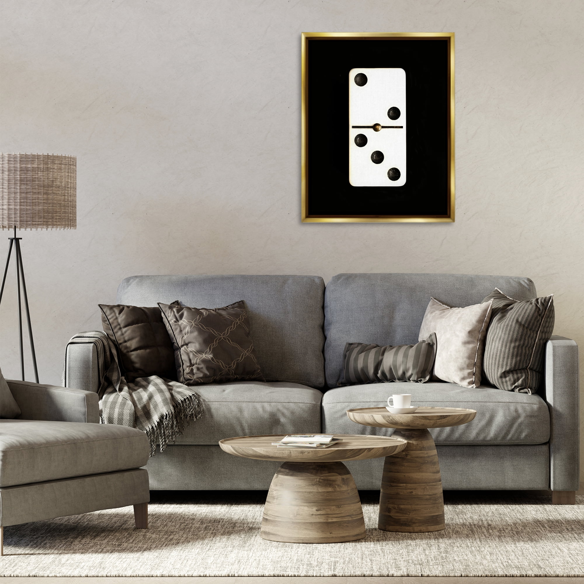 Stupell Industries White Domino on Black Entertainment Painting Gold Floater Framed Canvas Art Print Wall Art, 25 x 31