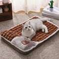 thumbnail image 4 of Warm Dog Bed Mat with Pillow 19.7"x 13.8", Pet Cushion for Crate, Soft Comfortable Egg Crate Foam Dog Crate Beds Mat with Removable Washable Cover and Non-Slip Bottom, 4 of 7