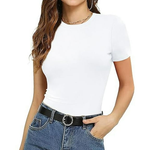 Womens Summer Tops Soft Pullover Ladies Running Tops Womens Spandex Tee Shirt V Neck Sweaters Women plus Size Star Shirt Long Athletic Top Cute Shirts for Women Trendy on Clearance White L