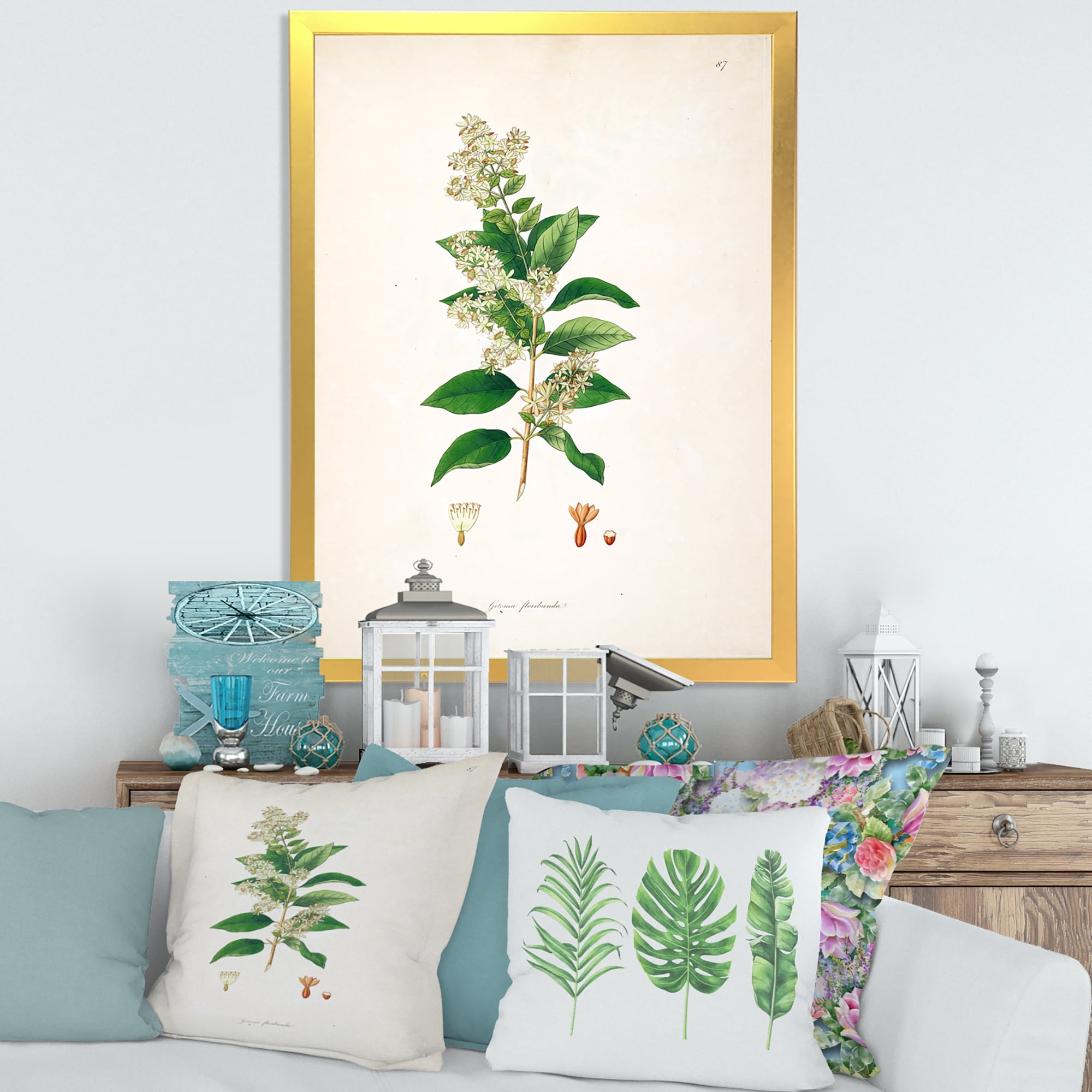Designart 'Ancient Botanicals XVII' Farmhouse Framed Art Print