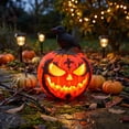 thumbnail image 4 of Lighted Pumpkin Lantern, Vintage Classic Ceramic Pumpkin Statue Light Up Table Decor, Pumpkin Halloween Farmhouse Autumn Decor for Home Office Haunt House Party Halloween Decorations (A), 4 of 8