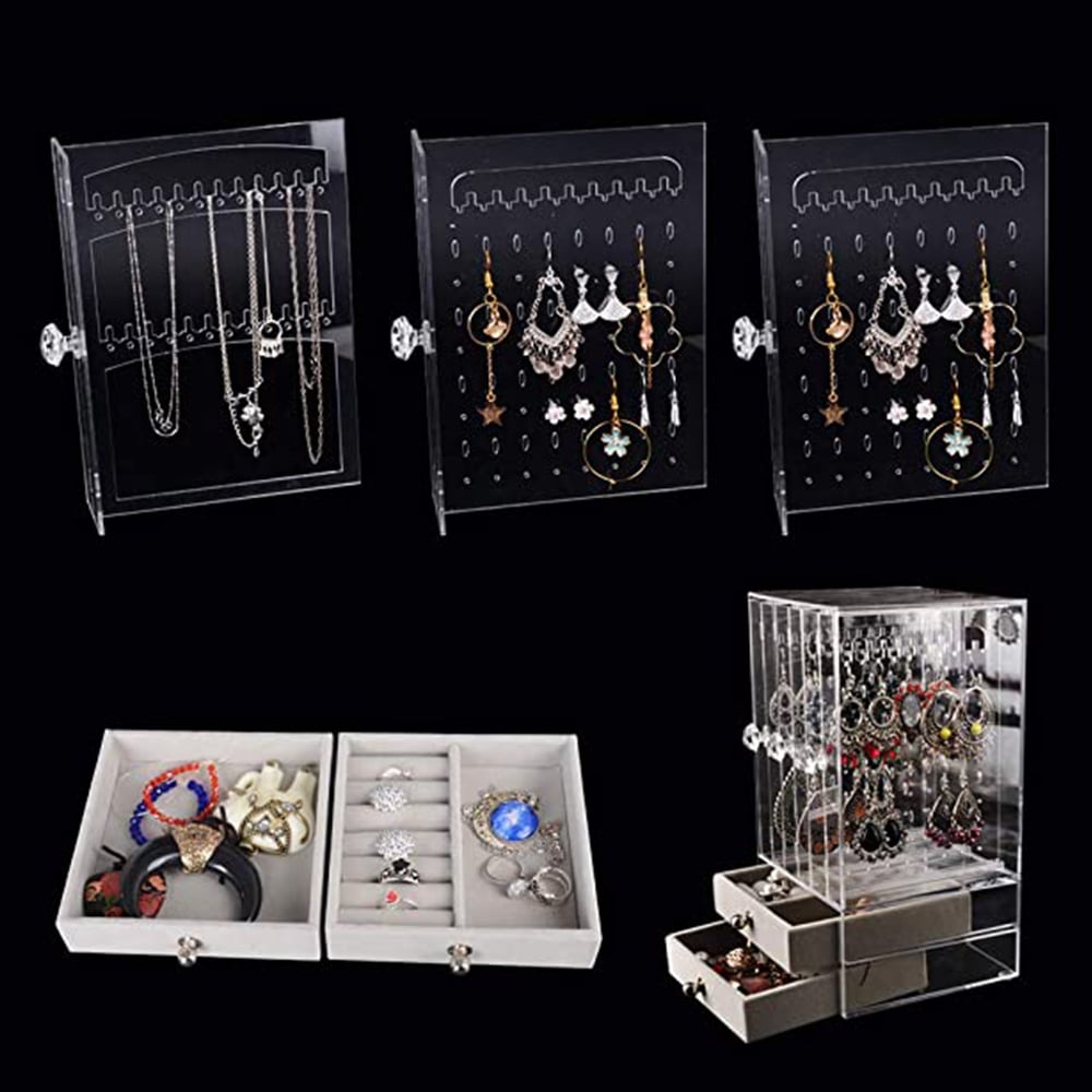 Acrylic Jewelry Organizer Box Clear Earring Holder Jewelry Hanging Boxes  with 4 Velvet Drawers for Earrings Ring Necklace Bracelet Display Case Gift  - China Makeup Case and Acrylic Case price | Made-in-China.com