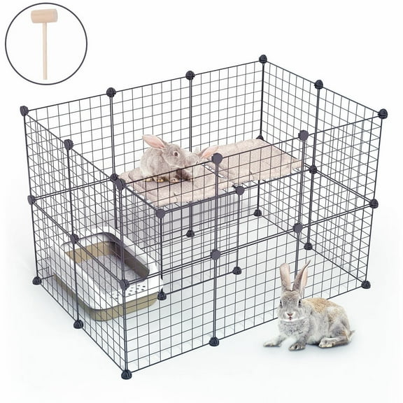Zimtown Pet Playpen,Metal Wire Fence For Guinea Pigs, Dog, Rabbits, Black
