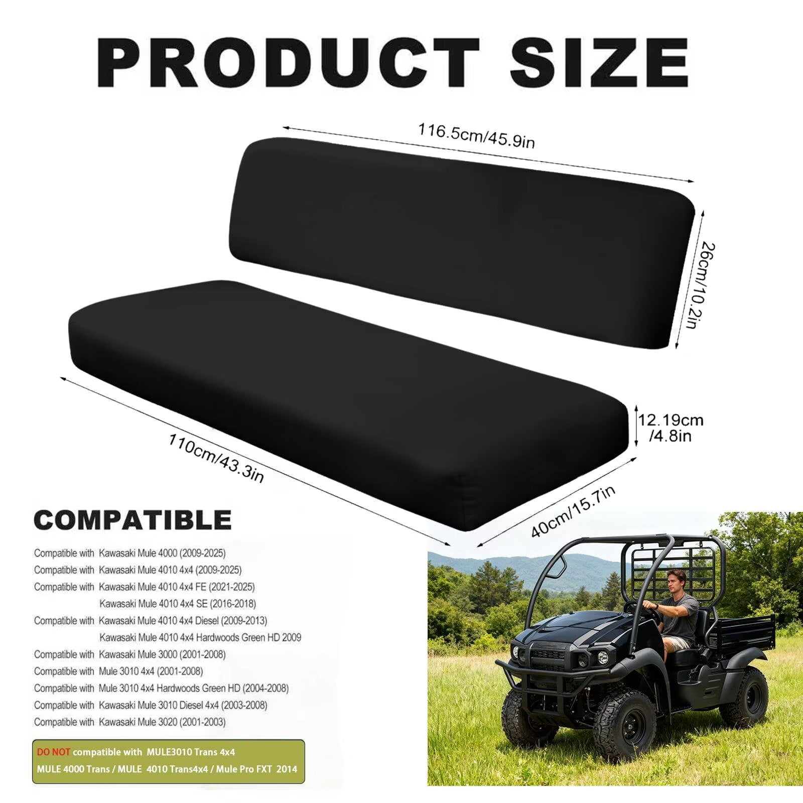 Garronmavis Pink Hunting Camo Forest UTV Seat Covers Anti-Scratch Easy to Clean Covers for Mule Seat Accessories Parts Compatible with Kawasaki Mule 4010 4x4 Hardwoods Green HD 2009