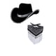 thumbnail image 3 of Sombrero vaquero con lentejuelas negras y rosas, sombrero occidental de ala grande, sombrero de fiesta, sombrero de lentejuelas con estrella de cinco puntas no tejido, conjunto de 2 piezas, 3 of 5