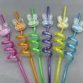 thumbnail image 3 of Cartoon Ornament Straws Kids-friendly Drinking Straws 6pcs Cartoon Sequin Straws Cat Love Crown Rabbit Fruit Shaped Decorations Plastic for Kids, 3 of 8