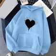 thumbnail image 2 of IROINNID Reduced Hoodie for Women Comfortable Sweater Heart Pattern Printed Hooded Pocket Drawstring Sweater,Sky Blue, 2 of 4