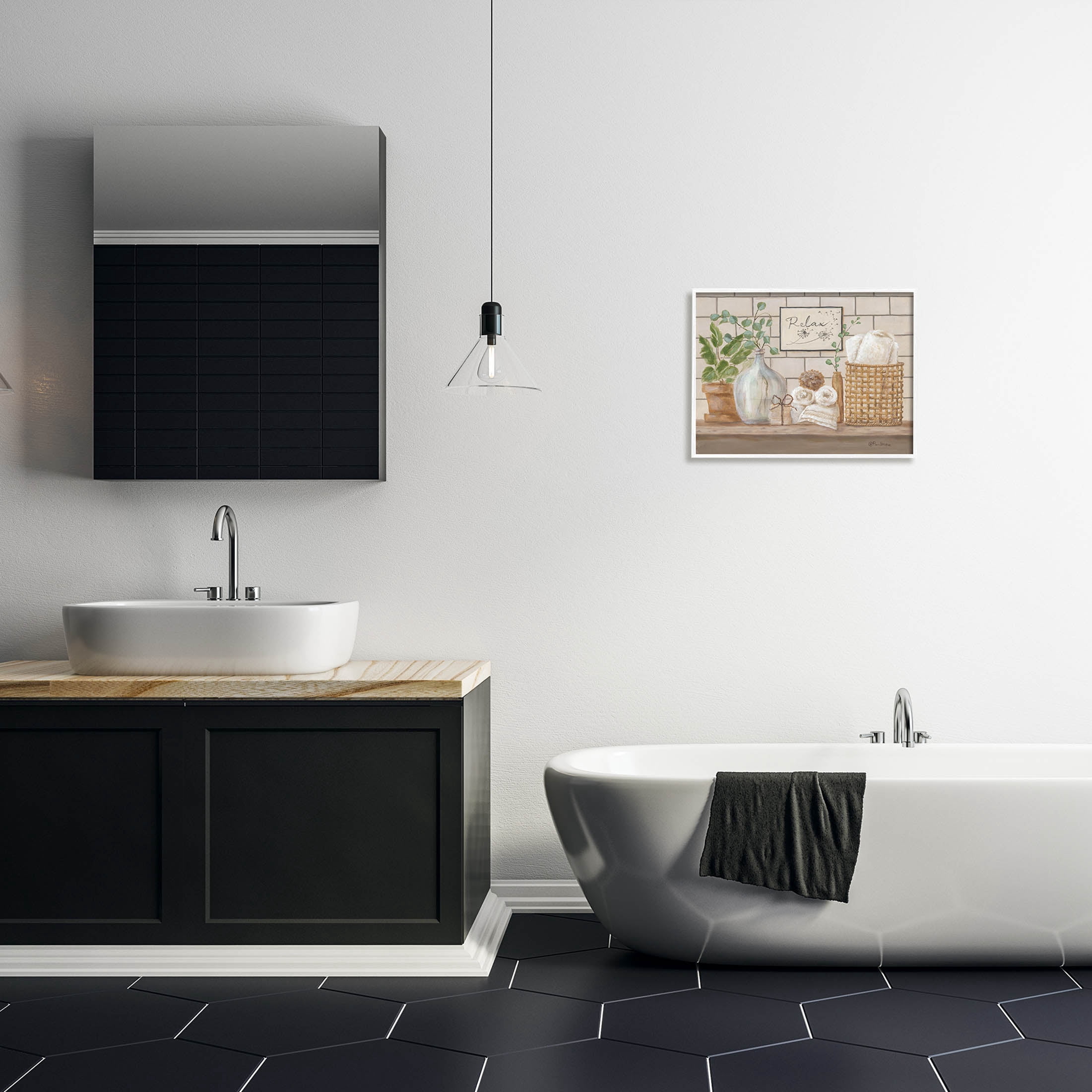 Stupell Industries Uplifting Bathroom Spa Relax Scene Painting White Framed Art Print Wall Art, Design by Pam Britton