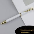 thumbnail image 2 of VKLU 1PC Luxury Metal Ballpoint Pen, Elegant Pearl Flower Executive Gift Pen with Black Ink, Weighted Brass Writing Pen, White, 2 of 5