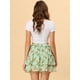 thumbnail image 4 of Allegra K Minifalda Floral Tipo Patinadora Con Cintura Elástica Y Dobladillo Con Volantes En Capas Para Mujer Verde XL, 4 of 5