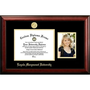 Campus Images CA927PGED-1185 8.5 x 11 in. Loyola Marymount Gold Embossed Diploma Satin Mahogany Frame with 5 x 7 in. Portrait