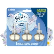 Glade PlugIns Refill 3 ct, Clean Linen, 2.01 FL. oz. Total, Scented Oil Air Freshener Infused with Essential Oils
