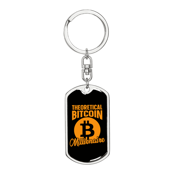 Bitcoin Millionaire Crypto Stainless Steel or 18k Gold Premium Swivel Dog Tag Keychain
