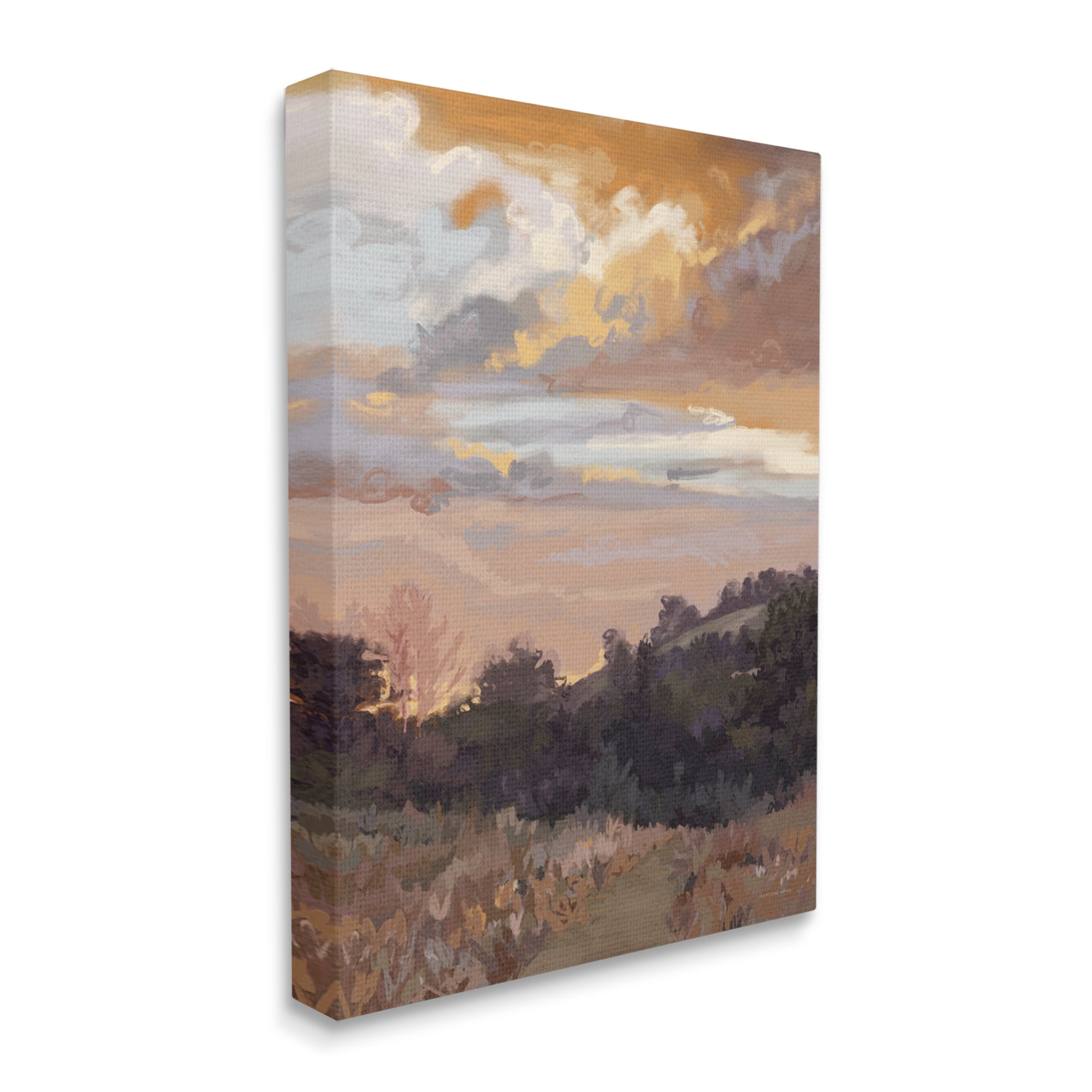 Stupell Industries Abstract Sunrise Landscape Landscape Painting Gallery Wrapped Canvas Art Print Wall Art, 16 x 20