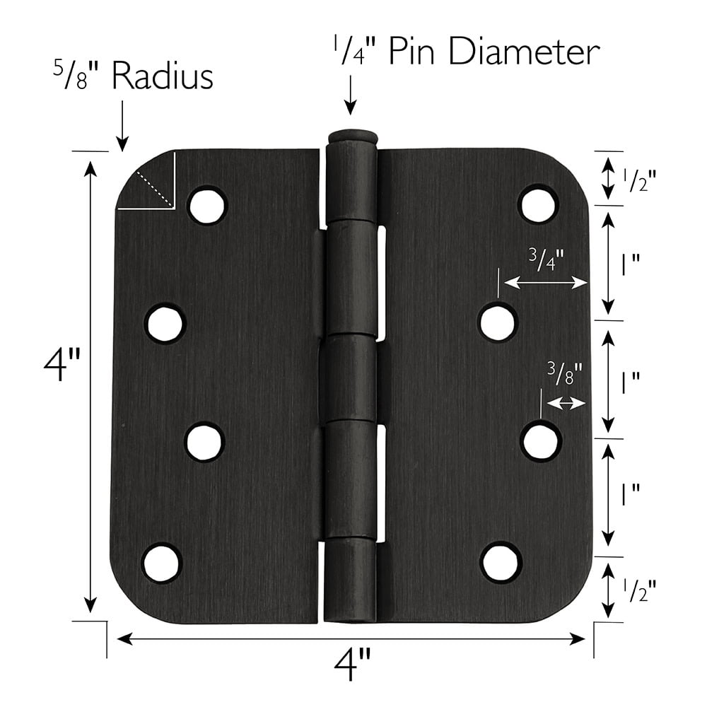 Design House 12-Pack 4" H x .625" Radius Butterfly Interior/Exterior Door Hinges, Oil Rubbed Bronze