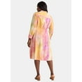thumbnail image 2 of Terra & Sky Women's Plus Size Tie Front Shirtdress, Sizes 0X-5X, 2 of 4