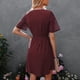 thumbnail image 3 of Vestido cruzado con nudo en la cintura para mujer, vestido informal de verano de manga corta con cuello en V para uso diario, vacaciones en la playa, 3 of 5