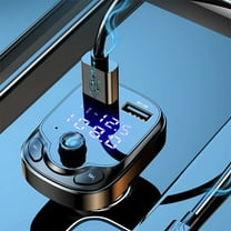 Car Charger, Super Fast Multi Port Charging, 2USB Ports, LED Digital Display, Bluetooth & FM Transmitter, for 12-24V Cars, Trucks & SUVs, Over-Protection