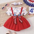 thumbnail image 2 of Xudanell 4th of July Baby Girl Outfits Newborn Girls Romper Dress with Bow Tie Headbands Fashionable Independence Day Print Clothes Red 12-18 Months, 2 of 9