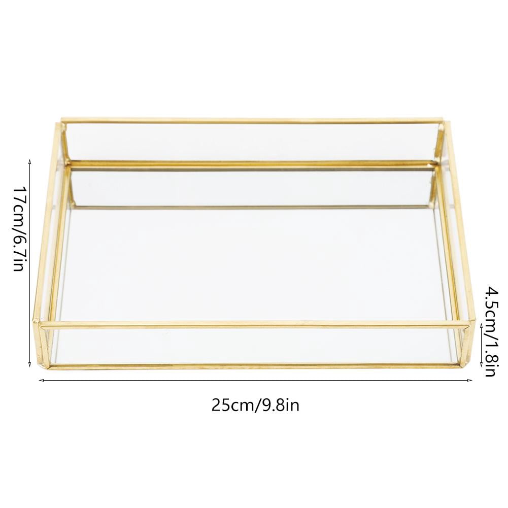 LYUMO Vintage Glass Clear Jewelry Box Rectangle Small Jewelry Display Organizer Box for Trinket Rings Necklace Bracelet