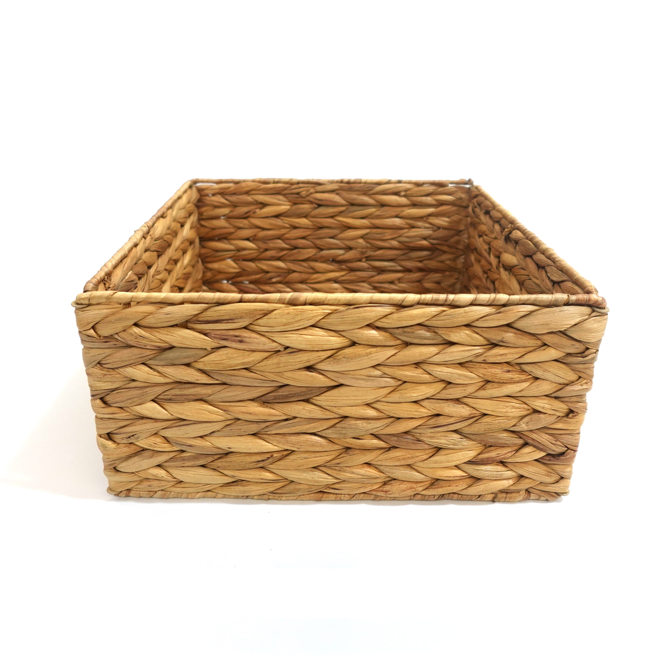 Hometrends Woven Water Hyacinth Storage Basket Collapsible, Collaspible