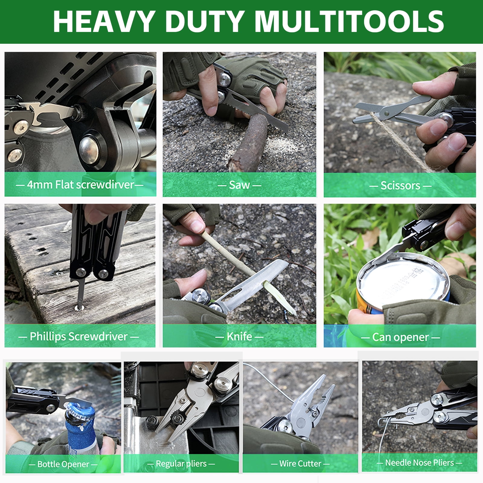 Multitool with Pocket Knife, 28-in-1 Stainless Steel Needle Nose Pliers with Screwdrivers, Self-locking Multi tool EDC Gear with Sheath, Ideal for Survival, Outdoor, Camping