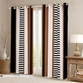 thumbnail image 2 of Homewish Modern Geometric Striped Curtains Pack of 2 (42x84 Each),Retro Minimalist Lines Curtains Blackout,Brown Beige Black Bedroom Curtains For Boys Kids,Ultra Soft Home Decor, 2 of 6
