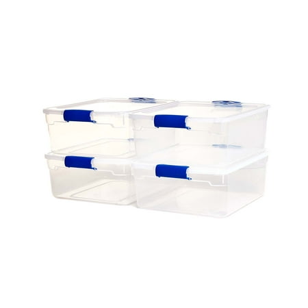 Homz 15 5 Qt Plastic Storage Bo With Latches Clear Blue Set Homz 15 5 Qt Plastic Storage Bo With Latches Clear Blue Set Of