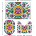 thumbnail image 2 of SKYSONIC Non-Slip 3 Piece Bathroom Rug Set Ethnic Flower Decoration Soft Contour Rug + Toilet Lid Cover + Bath Mat Bathroom Decor, 2 of 6