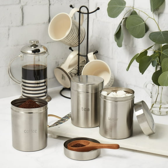Basic Essentials Stainless Steel 3 Piece Coffee, Tea, & Sugar Set