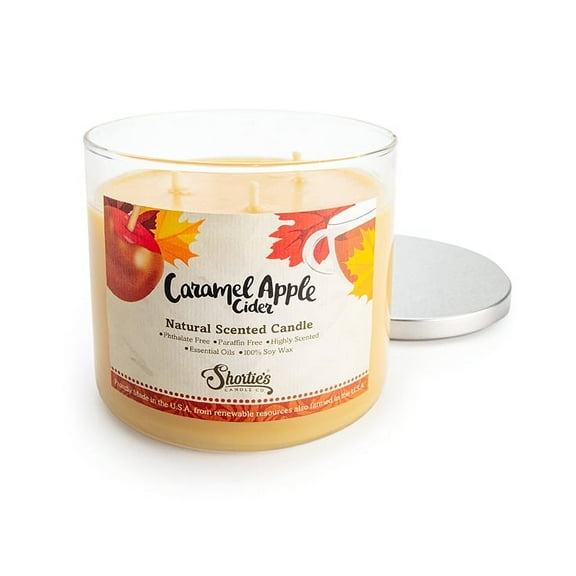 Caramel Apple Cider Scented 3 Wick Candle - All Natural - Made with 100% Responsibly Sourced Soy and Essential Fragrance Oils - Phthalate & Paraffin Free, Vegan, Non-Toxic