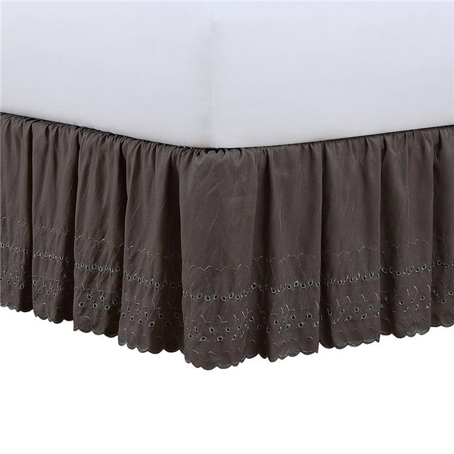 Fresh Ideas FRE30014GREY01 Ruffles 14 in. Bed Skirt Grey Twin