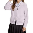 thumbnail image 4 of KHONTS Girls Sweater Cardigan Uniform Zip up Knit Turtleneck Fall Kids Jacket with 2 Pockets, Sizes 6-14 Years Purple 140, 4 of 8