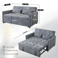 thumbnail image 6 of 53.15" Corduroy Convertible Sofa Bed with Adjustable Backrest, USB Port & Side Storage Pockets, Pull Out Couch for Small Spaces, Gray, 6 of 6