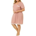 thumbnail image 4 of MODA NOVA Juniors Plus Size Nightgown Polka Dots V Neck Comfy Midi Sleepshirt, 4 of 6