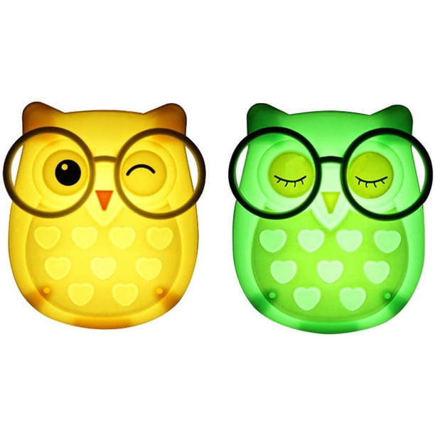 Paquete de 2 búhos LED enchufables luces nocturnas para niños - Luces de pared para cuidar a los niños Sensor de luz para dormir Control automático Cuidado del bebé Luces nocturnas Zhivalor WMZL-660-2
